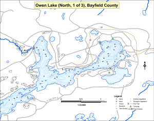 Owen Lake (1 of 3) Topographical Lake Map
